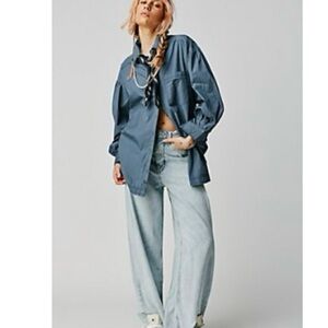 Free People We The Free Happy Hour Solid Poplin Top